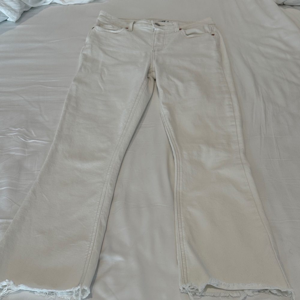 Paige Colette Crop Flare Women's White with a hint of a cream color Jean.